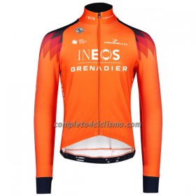 Maglia 2023 INEOS Grenadiers Manica Lunga Arancio Blu Scuro